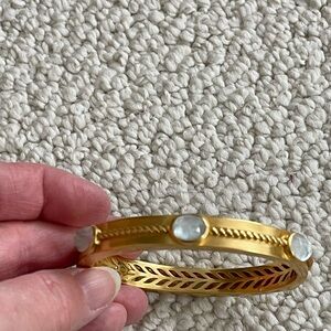 Julie Vos Elegant Gold and White Stoned Bangle Bracelet